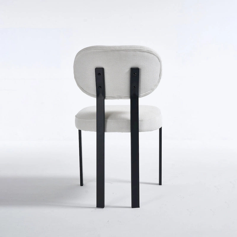 Tufted Dining Chair with Black Metal Legs – Set of 2 (Grey / Green / Pink)