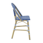 Blue & White Wicker Counter-Height Chair, French Style, Set of 2