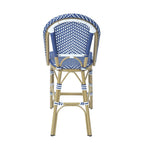 Blue & White Wicker Counter-Height Chair, French Style, Set of 2