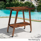 Mahogany Acacia Wood Outdoor Bar Cart – 1-Person