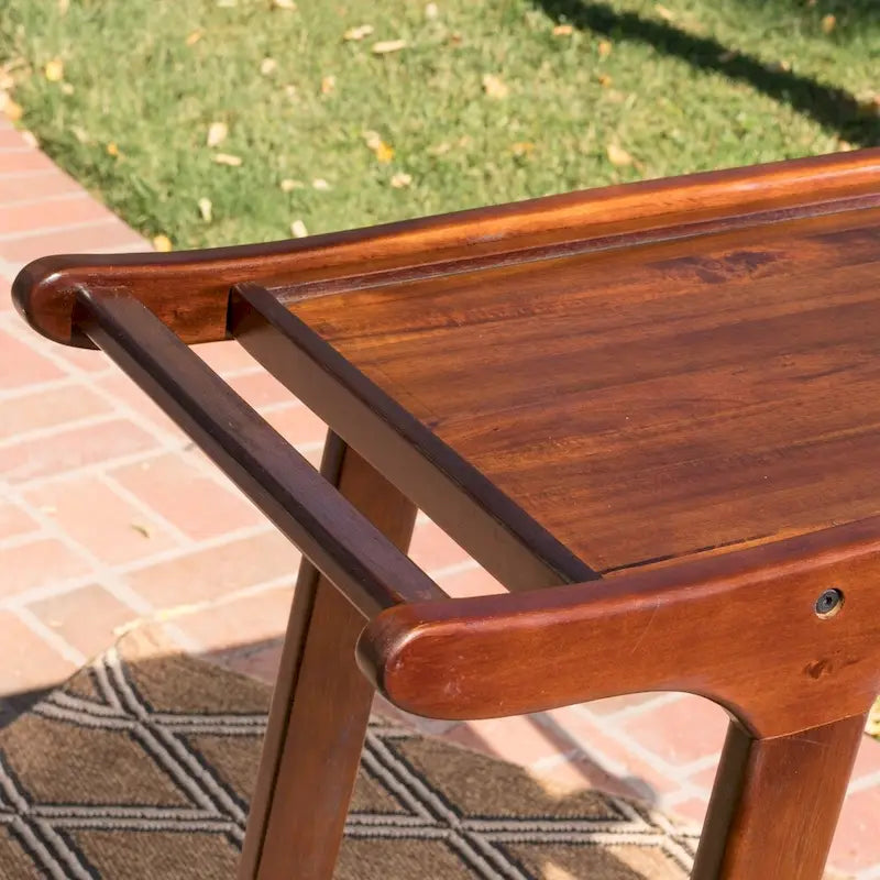 Mahogany Acacia Wood Outdoor Bar Cart – 1-Person