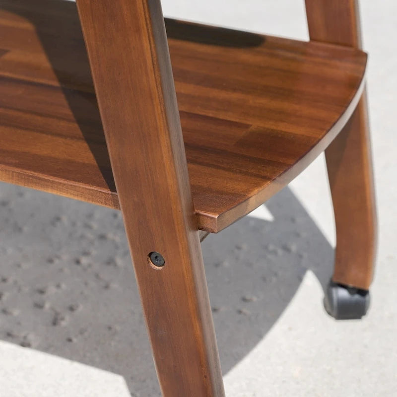 Mahogany Acacia Wood Outdoor Bar Cart – 1-Person
