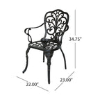 Shiny Copper Outdoor Dining Chair, Queen Anne Style, Set of 2
