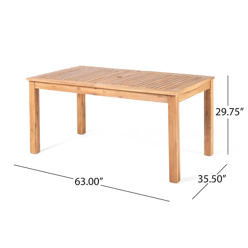 Dark Gray / Natural Expandable Outdoor Acacia Wood Dining Table, Seats 6–8