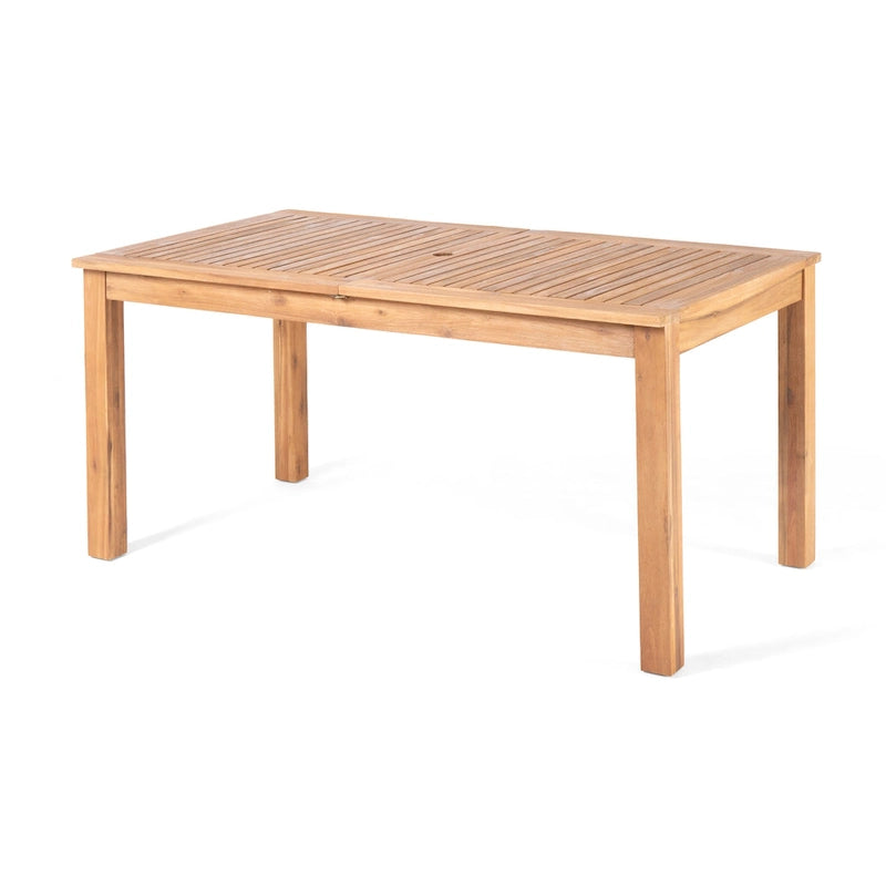 Dark Gray / Natural Expandable Outdoor Acacia Wood Dining Table, Seats 6–8