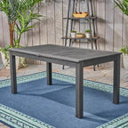 Dark Gray / Natural Expandable Outdoor Acacia Wood Dining Table, Seats 6–8