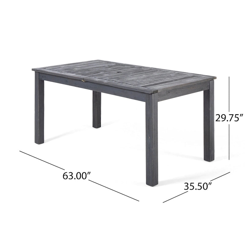 Dark Gray / Natural Expandable Outdoor Acacia Wood Dining Table, Seats 6–8