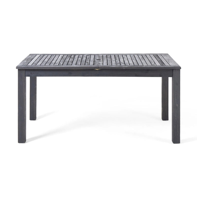 Dark Gray / Natural Expandable Outdoor Acacia Wood Dining Table, Seats 6–8