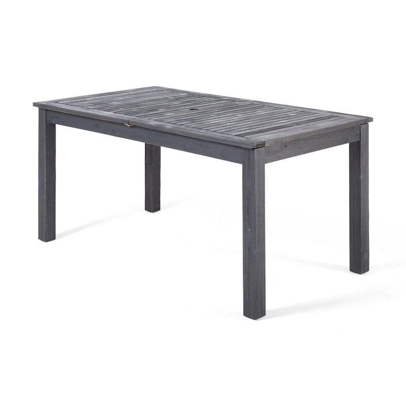 Dark Gray / Natural Expandable Outdoor Acacia Wood Dining Table, Seats 6–8