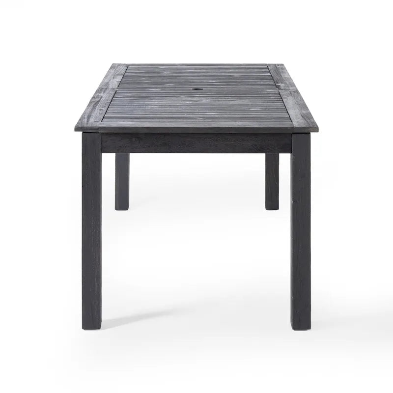 Dark Gray / Natural Expandable Outdoor Acacia Wood Dining Table, Seats 6–8