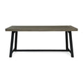 Sandblast Gray/Teak + Black Acacia Wood Outdoor Dining Table for 6