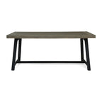 Sandblast Gray/Teak + Black Acacia Wood Outdoor Dining Table for 6