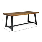 Sandblast Gray/Teak + Black Acacia Wood Outdoor Dining Table for 6
