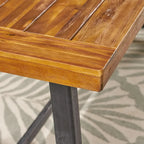 Sandblast Gray/Teak + Black Acacia Wood Outdoor Dining Table for 6