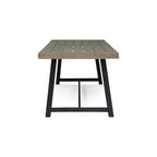 Sandblast Gray/Teak + Black Acacia Wood Outdoor Dining Table for 6