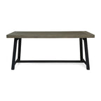 Sandblast Gray/Teak + Black Acacia Wood Outdoor Dining Table for 6