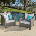 Outdoor Wicker Club Chairs, Grey/Silver, Set of 2
