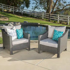 Outdoor Wicker Club Chairs, Grey/Silver, Set of 2