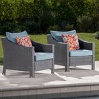 Outdoor Wicker Club Chairs, Grey/Silver, Set of 2