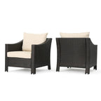 Outdoor Wicker Club Chairs, Grey/Silver, Set of 2
