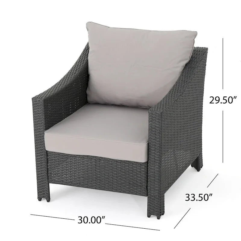 Outdoor Wicker Club Chairs, Grey/Silver, Set of 2