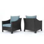 Outdoor Wicker Club Chairs, Grey/Silver, Set of 2
