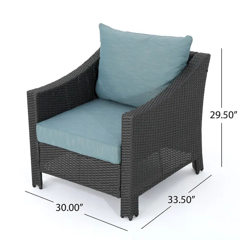 Outdoor Wicker Club Chairs, Grey/Silver, Set of 2