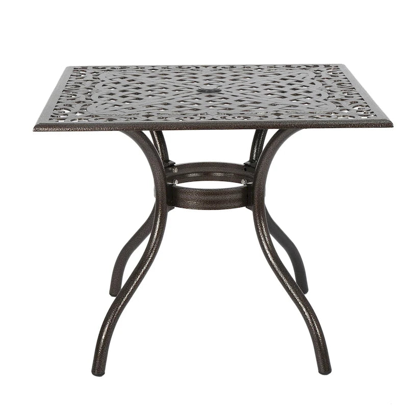 Bronze Square Cast Aluminum Outdoor Dining Table for 4 (Table Only)
