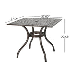 Bronze Square Cast Aluminum Outdoor Dining Table for 4 (Table Only)