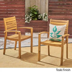 Teak / Grey Acacia Wood Outdoor Dining Chair, Set of 2
