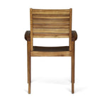 Teak / Grey Acacia Wood Outdoor Dining Chair, Set of 2