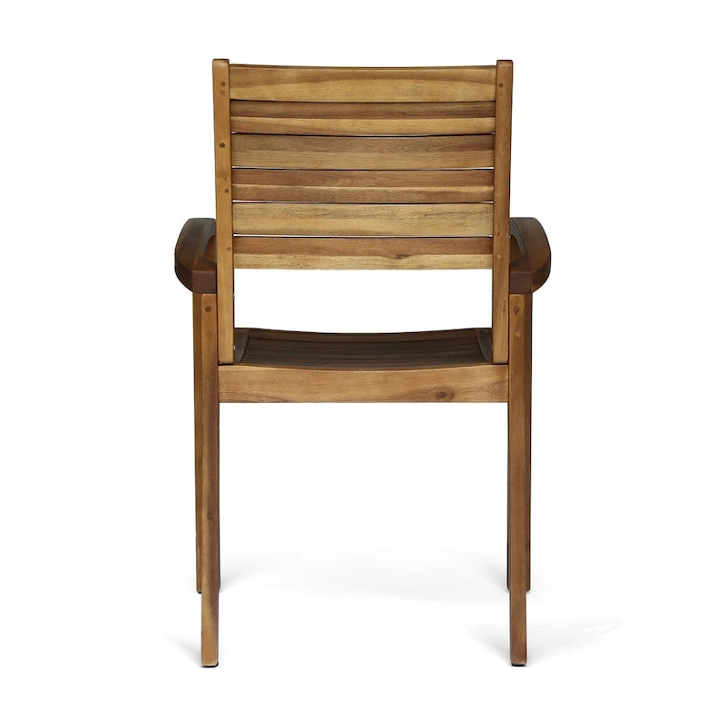 Teak / Grey Acacia Wood Outdoor Dining Chair, Set of 2