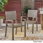 Teak / Grey Acacia Wood Outdoor Dining Chair, Set of 2