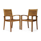 Teak / Grey Acacia Wood Outdoor Dining Chair, Set of 2