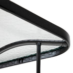 Black Rectangular Outdoor Dining Table with Tempered Glass Top, Seats 6
