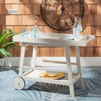 Brown / White / Black / Grey Eucalyptus Wood Indoor Outdoor Bar Cart, 1-Tier, 48"W x 20"D x 32"H