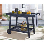 Brown / White / Black / Grey Eucalyptus Wood Indoor Outdoor Bar Cart, 1-Tier, 48"W x 20"D x 32"H