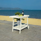 Brown / White / Black / Grey Eucalyptus Wood Indoor Outdoor Bar Cart, 1-Tier, 48"W x 20"D x 32"H