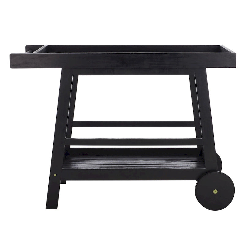 Brown / White / Black / Grey Eucalyptus Wood Indoor Outdoor Bar Cart, 1-Tier, 48"W x 20"D x 32"H