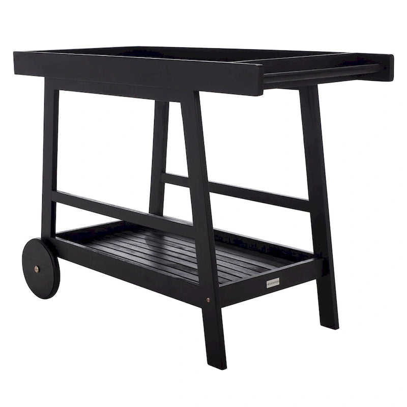 Brown / White / Black / Grey Eucalyptus Wood Indoor Outdoor Bar Cart, 1-Tier, 48"W x 20"D x 32"H