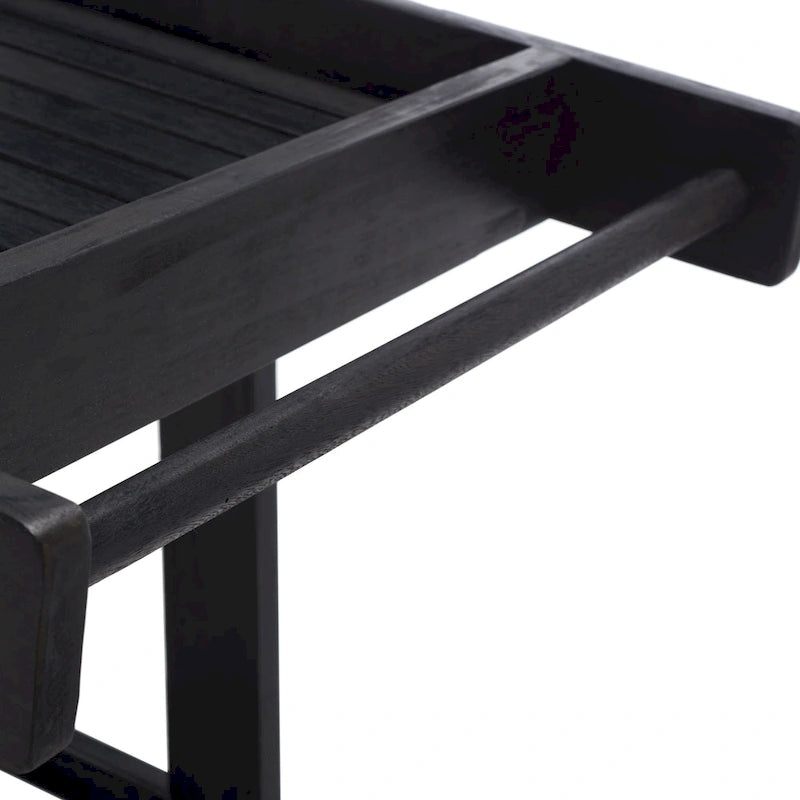 Brown / White / Black / Grey Eucalyptus Wood Indoor Outdoor Bar Cart, 1-Tier, 48"W x 20"D x 32"H