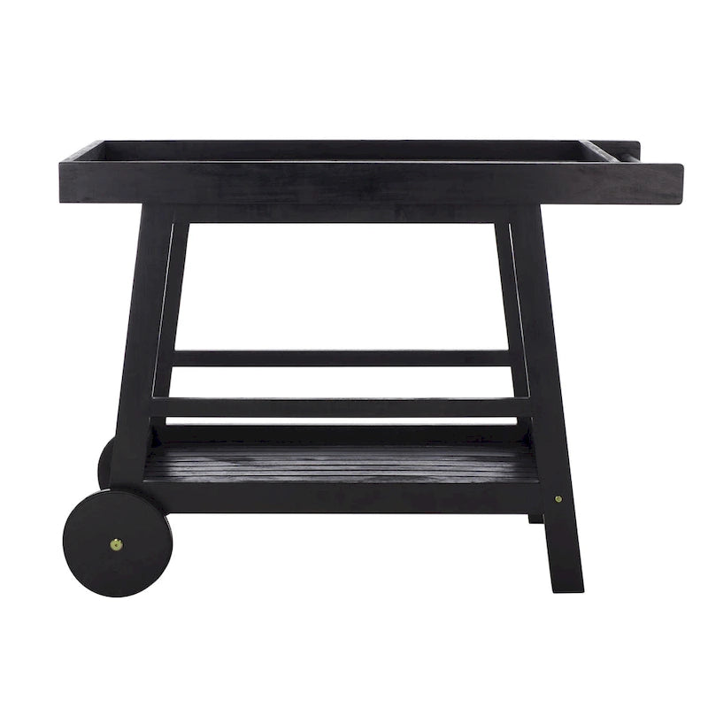 Brown / White / Black / Grey Eucalyptus Wood Indoor Outdoor Bar Cart, 1-Tier, 48"W x 20"D x 32"H