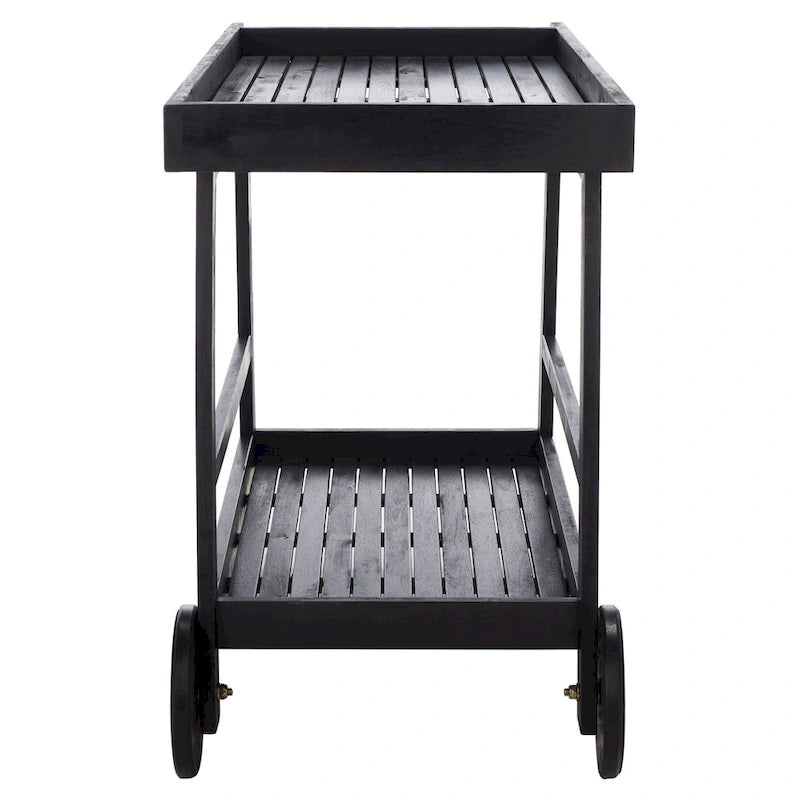 Brown / White / Black / Grey Eucalyptus Wood Indoor Outdoor Bar Cart, 1-Tier, 48"W x 20"D x 32"H