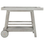 Brown / White / Black / Grey Eucalyptus Wood Indoor Outdoor Bar Cart, 1-Tier, 48"W x 20"D x 32"H
