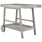 Brown / White / Black / Grey Eucalyptus Wood Indoor Outdoor Bar Cart, 1-Tier, 48"W x 20"D x 32"H