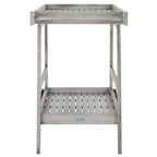 Brown / White / Black / Grey Eucalyptus Wood Indoor Outdoor Bar Cart, 1-Tier, 48"W x 20"D x 32"H