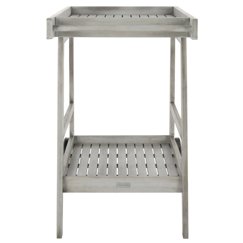 Brown / White / Black / Grey Eucalyptus Wood Indoor Outdoor Bar Cart, 1-Tier, 48"W x 20"D x 32"H