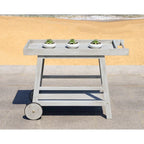 Brown / White / Black / Grey Eucalyptus Wood Indoor Outdoor Bar Cart, 1-Tier, 48"W x 20"D x 32"H