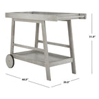 Brown / White / Black / Grey Eucalyptus Wood Indoor Outdoor Bar Cart, 1-Tier, 48"W x 20"D x 32"H