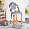 Navy/White Woven Outdoor Bistro Counter Stool – 2-Person, 25" Seat Height